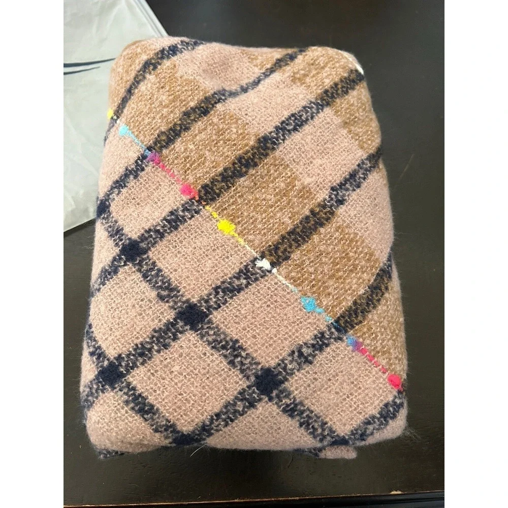Wander Agio Women's Fashion Long Shawl Big Grid Winter Warm Scarf Pink/Blue/Tan